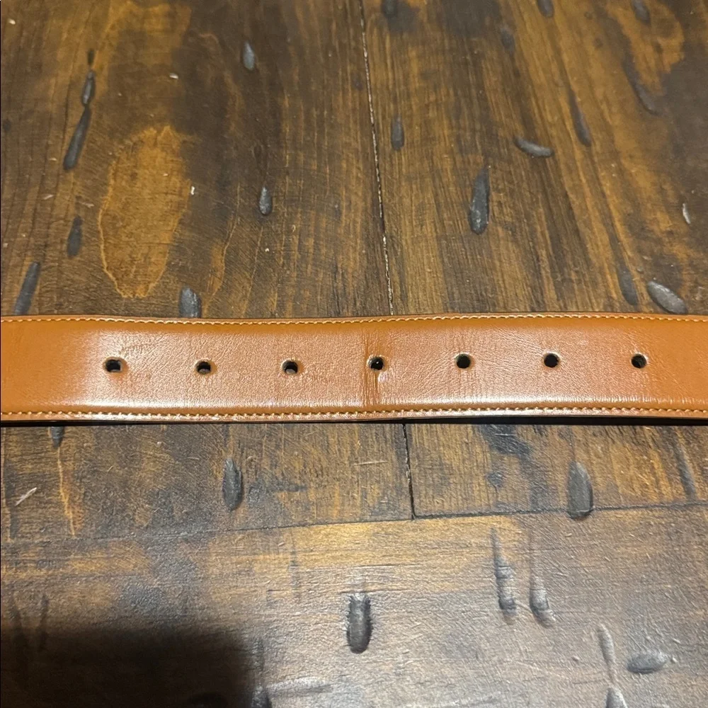 Perry Ellis Brown and Black Leather Reversible Belt with Silver Buckle